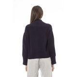 Alpha Studio Purple Merino Wool Women Cardigan