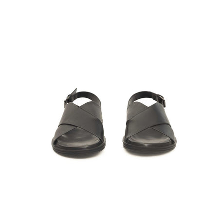 Cerruti 1881 Black Leather Men Sandal