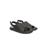 Cerruti 1881 Black Leather Men Sandal