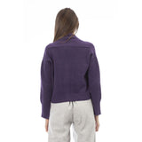Alpha Studio Purple Merino Wool Women Cardigan