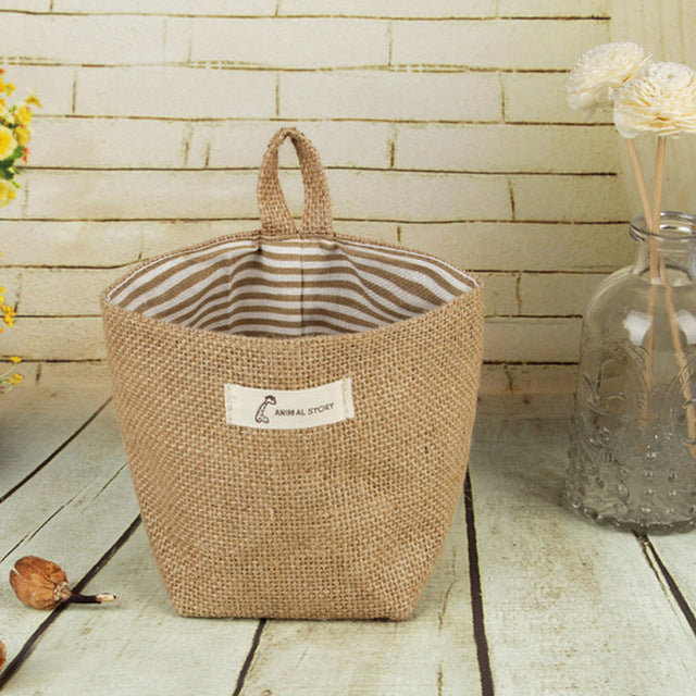 Cotton Linen Flower Pot Hanging Storage Bag