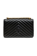 PINKO Black Leather Love One Mini Shoulder Bag