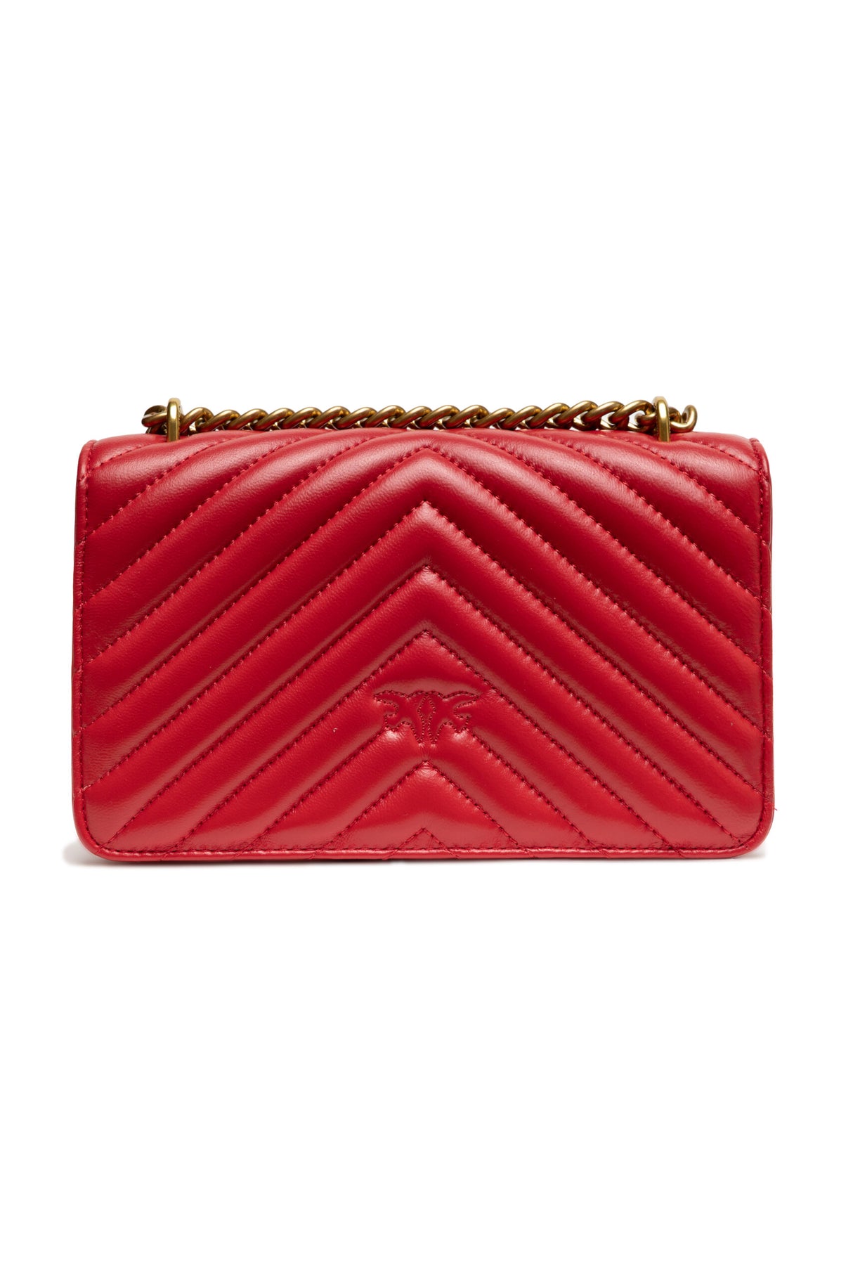 PINKO Red Leather Love One Mini Shoulder Bag