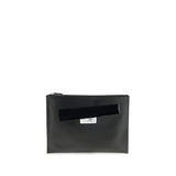 MM6 Black Calf Leather Bos Taurus Clutch Bag