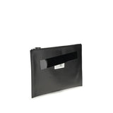 MM6 Black Calf Leather Bos Taurus Clutch Bag