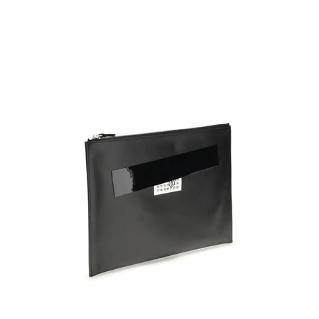 MM6 Black Calf Leather Bos Taurus Clutch Bag