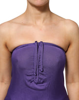 Cavalli Class Purple Viscose Elastane Strapless Bodycon Dress