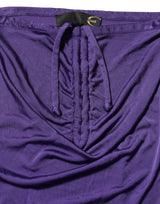 Cavalli Class Purple Viscose Elastane Strapless Bodycon Dress