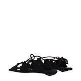 The Attico Black Leather Flat Sandals