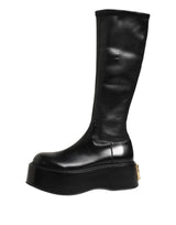 Dolce & Gabbana Black Logo Plaque Over The Calf Boots Shoes