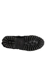Dolce & Gabbana Dress Black Fur Leather Slippers Men Shoes