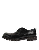 Dolce & Gabbana Black Leather Studded Men Formal Derby Shoes
