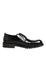 Dolce & Gabbana Black Leather Studded Men Formal Derby Shoes