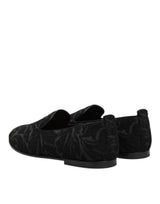 Dolce & Gabbana Black Brocade Loafers Slip On Men Dress Shoes