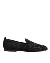 Dolce & Gabbana Black Brocade Loafers Slip On Men Dress Shoes