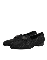 Dolce & Gabbana Black Brocade Crown Loafers Dress Shoes