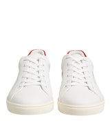 Dolce & Gabbana White Red Leather Low Top Men Sneakers Shoes