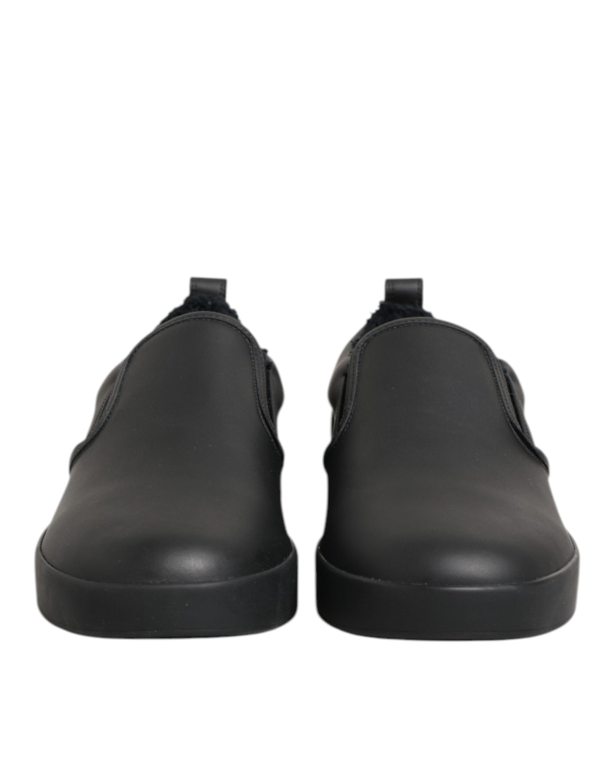 Dolce & Gabbana Black Leather Low Top Slip On Sneakers Shoes