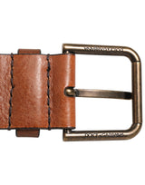Dolce & Gabbana Brown Classic Gold Metal Logo Buckle Men Belt