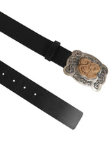 Dolce & Gabbana Black Leather Gothic Dragon Metal Buckle Belt