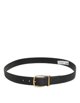 Dolce & Gabbana Black Leather Classic Metal Logo Buckle Belt