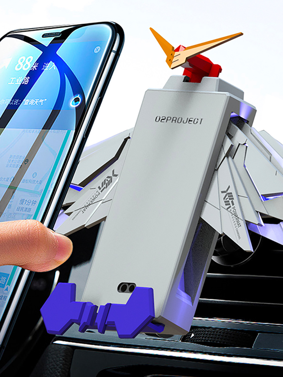 Car Mount Wireless Charger with Mechanical Wings