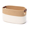ECDYQXVU Cotton Rope Storage Baskets15x10x9 inCollapsible Storage Bins Decorative Woven Basket Cube Storage Organizer for Laundry Towel Clothes (White/Beige-1Pack 15x10x9 inches)