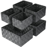 Uvellgift Woven Storage Baskets Storage Bins Cube Basket Container Baskets Storage Boxes Organizers for Clothes /Shelves/ Closet Set of 6 (Grey)