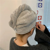 Microfiber Hair Drying Cap - Quick Absorbent Gray Towel