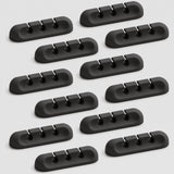 Apromisith USB Cable Organizer Clips Cord Holder12 Packs (3-Slots) Black Self Adhesive Desk Cord Cable Management