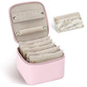 DesignSter Small Jewelry Box Travel Small Jewelry Organizer with Earring Tray and Ring HolderSquare Travel Jewelry Storage Case with 6 Velvet Jewelry Pouches Pink