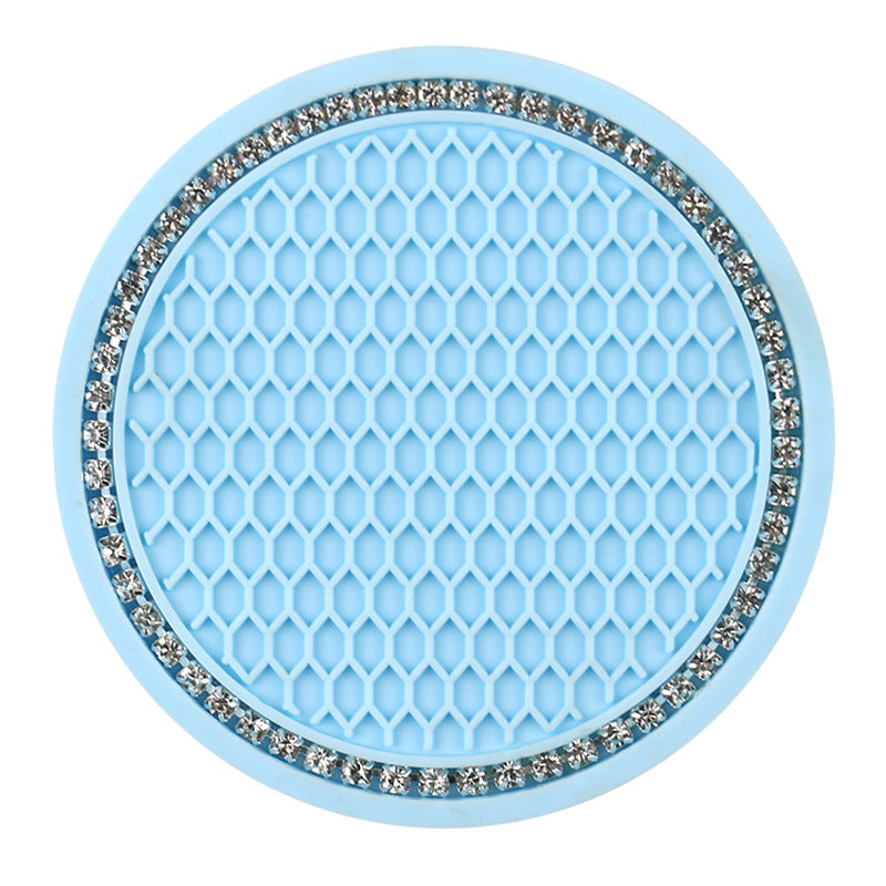 Creative Honeycomb Car Cup Holder Mat with Rhinestones