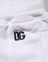 Dolce & Gabbana White Cotton Ripped Bermuda Sweatpants Shorts