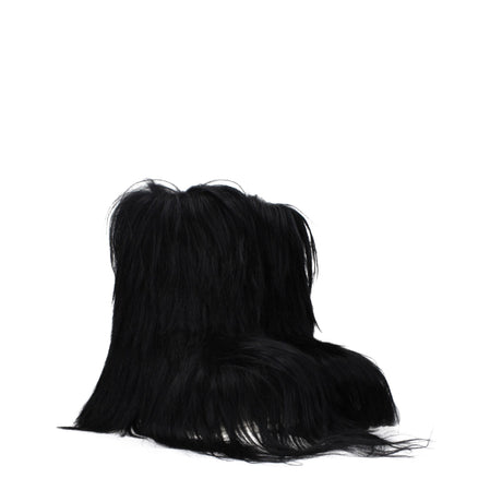 Rick Owens Black Fur Ankle Boots