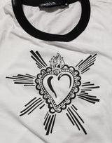 Dolce & Gabbana White Sacred Heart Cotton Crew Neck T-shirt