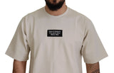 Dolce & Gabbana Ivory Cotton Ivory Printed Crewneck