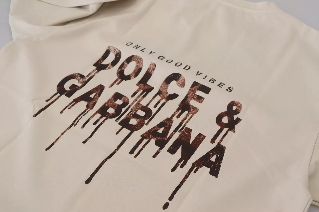 Dolce & Gabbana Ivory Cotton Ivory Printed Crewneck