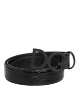 Dolce & Gabbana Black Exotic Leather Metal Logo Buckle Belt