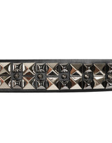 Dolce & Gabbana Black Calf Leather Studded Silver Buckle Belt