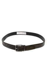 Dolce & Gabbana Brown Glossy Leather Classic Metal Buckle Belt