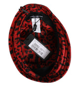 Dolce & Gabbana Red Black Nylon Leopard Print Bucket Men Cap Hat