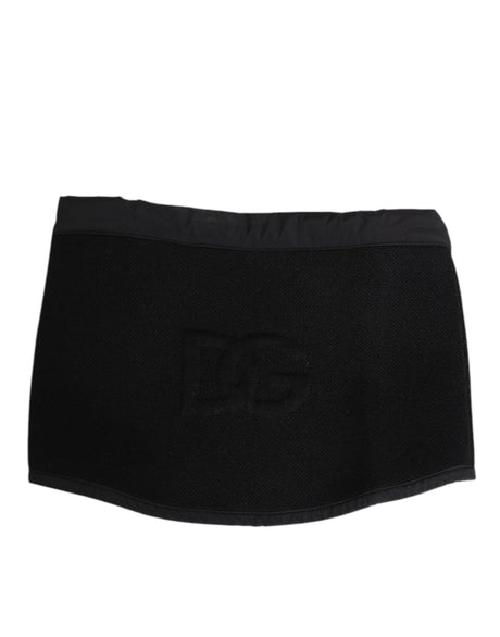 Dolce & Gabbana Black Lace Stole Knitted DG Logo Men One Size Scarf