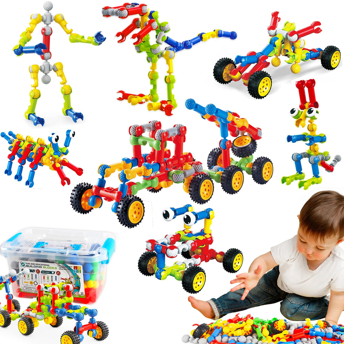 STEM Building Toys for 3 4 5 6 7 8 Year Old Boys Girls 125 Pcs Stem Toys for 5 Year Old Building Blocks Educational STEM Kit Learning Creative Toys for 3-5 4-8 5-7 6-8 Kids Birthday Gifts for Kids