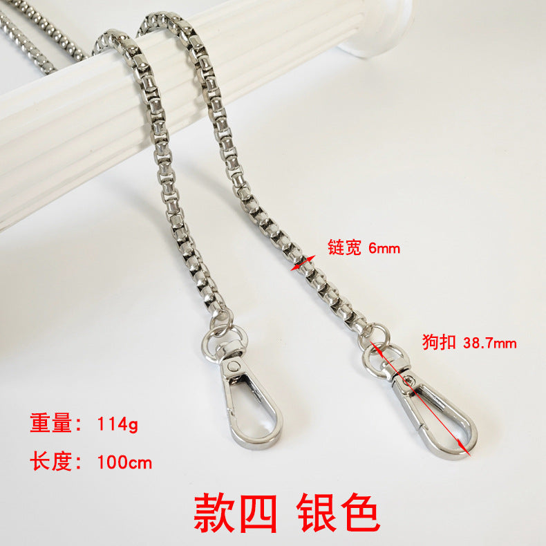 Metal Bag Chain with Woven Shoulder Strap