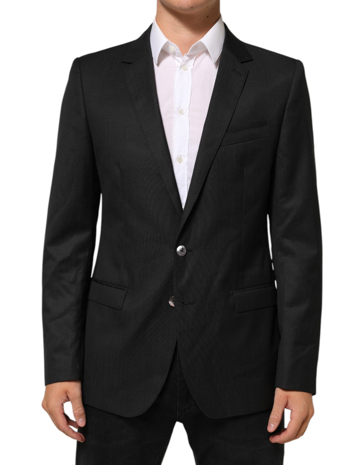 Dolce & Gabbana Dark Gray Single Breasted Men Coat MARTINI Blazer