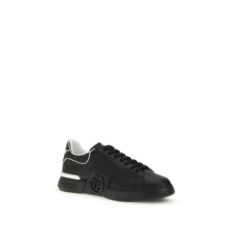 Philipp Plein Black Calf Leather Bos Taurus Athletic Sneakers