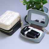 Square Travel Leather Makeup Organizer with Mirror