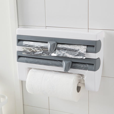 4-in-1 Kitchen Plastic Wrap Organizer and Shelf
