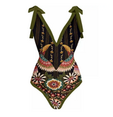 Vintage Women's Printed One Piece Swimsuit