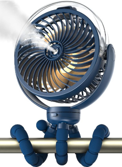 Rechargeable Octopus Spray Fan with Ambience Light for Outdoor Camping & Strollers